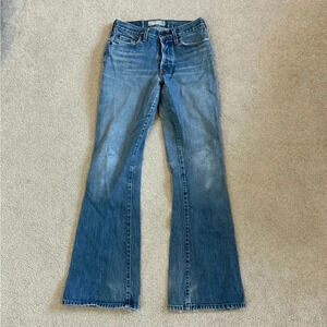 Abercrombie and Fitch blue button front high rise flared jeans in size 4